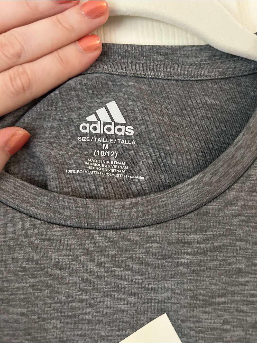 adidas Dark Gray Logo T-Shirt White Graphic Tee - Women's Size Medium - Picture 5 of 8